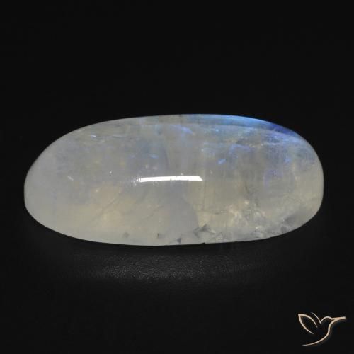Pedra da Lua Arco-Íris Branco azulado Natural 12.42ct, oval, Transparente