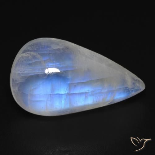 14.18ct Natural Branco azulado Pedra da Lua Arco-Íris, Formato de pêra, Transparente
