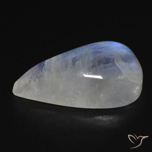 Pedra da Lua Arco-Íris Branco azulado Natural 14.18ct, Formato de pêra, Transparente
