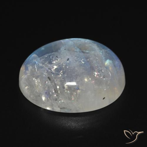 Pedra da Lua Arco-Íris Branco azulado Natural 15.46ct, oval, Transparente