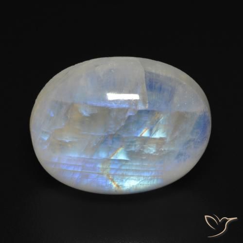 16.79ct Natural Branco azulado Pedra da Lua Arco-Íris, oval, Transparente