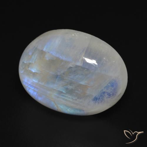 Pedra da Lua Arco-Íris Branco azulado Natural 16.79ct, oval, Transparente