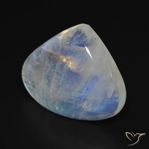 Pedra da Lua Arco-Íris Branco azulado Natural 12.67ct, Formato de pêra, Transparente