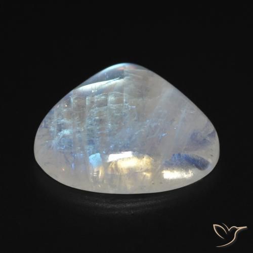 Pedra da Lua Arco-Íris Branco azulado Natural 12.67ct, Formato de pêra, Transparente