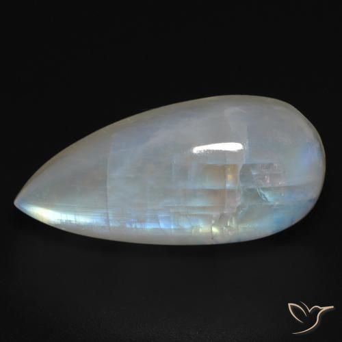 15.73ct Natural Branco azulado Pedra da Lua Arco-Íris, Formato de pêra, Transparente