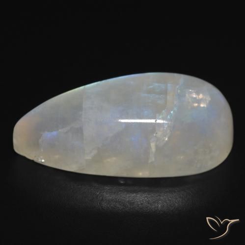 Pedra da Lua Arco-Íris Branco azulado Natural 15.73ct, Formato de pêra, Transparente