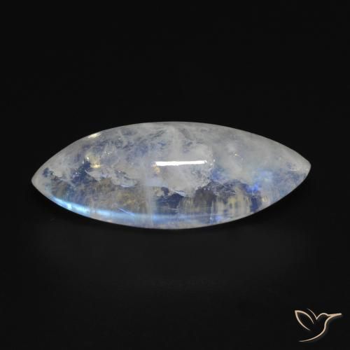 10.53ct Natural Branco azulado Pedra da Lua Arco-Íris, Marquesa, Transparente