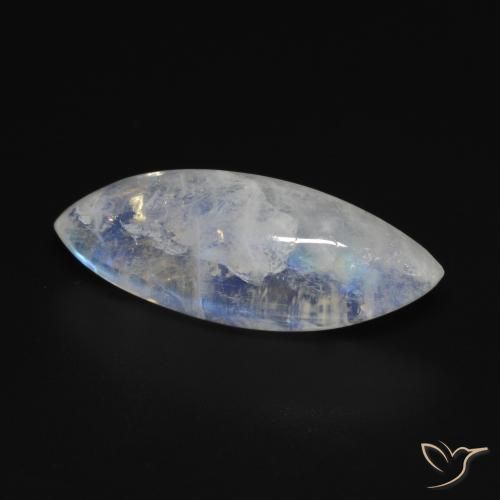 Pedra da Lua Arco-Íris Branco azulado Natural 10.53ct, Marquesa, Transparente