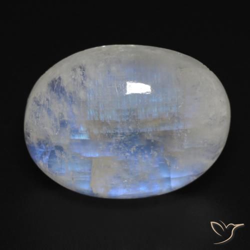 17.16ct Natural Branco azulado Pedra da Lua Arco-Íris, oval, Transparente