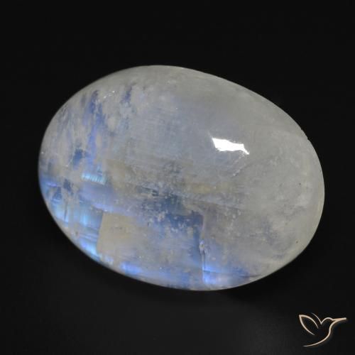 Pedra da Lua Arco-Íris Branco azulado Natural 17.16ct, oval, Transparente