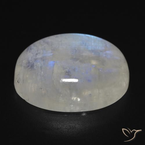 Pedra da Lua Arco-Íris Branco azulado Natural 17.16ct, oval, Transparente