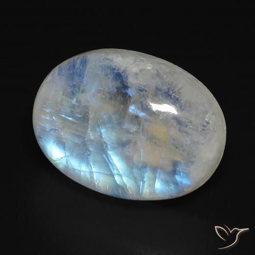 Pedra da Lua Arco-Íris Branco azulado Natural 12.15ct, oval, Transparente