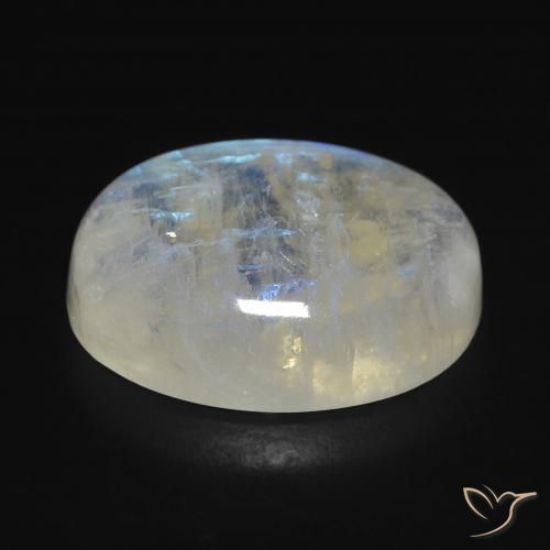 Pedra da Lua Arco-Íris Branco azulado Natural 12.15ct, oval, Transparente