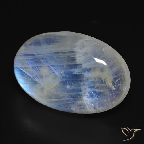 Pedra da Lua Arco-Íris Branco azulado Natural 26.34ct, oval, Transparente