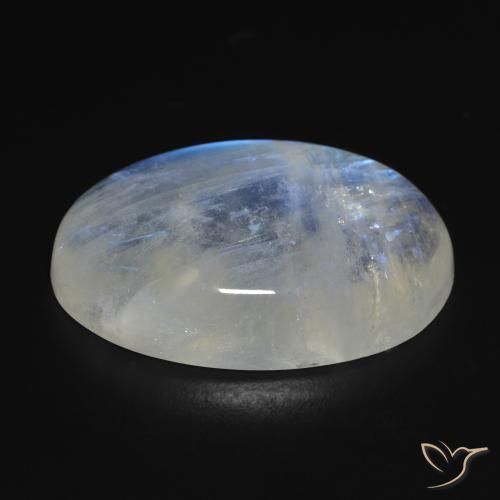 Pedra da Lua Arco-Íris Branco azulado Natural 26.34ct, oval, Transparente