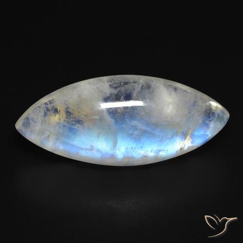 13.85ct Natural Branco azulado Pedra da Lua Arco-Íris, Marquesa, Transparente