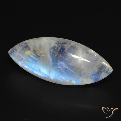 Pedra da Lua Arco-Íris Branco azulado Natural 13.85ct, Marquesa, Transparente