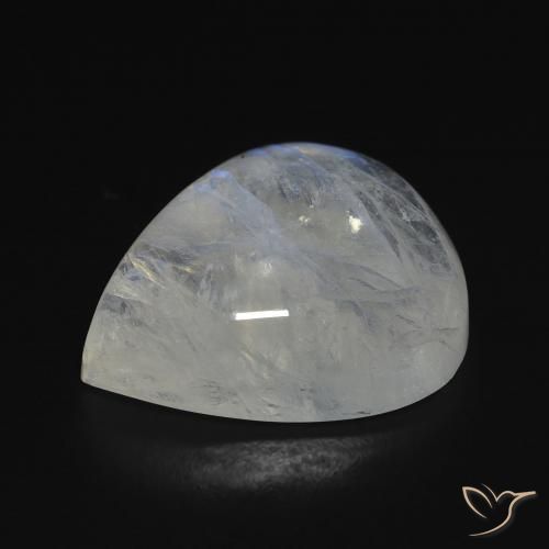 Pedra da Lua Arco-Íris Branco azulado Natural 12.82ct, Formato de pêra, Transparente