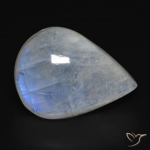 Pedra da Lua Arco-Íris Branco azulado Natural 18.15ct, Formato de pêra, Transparente