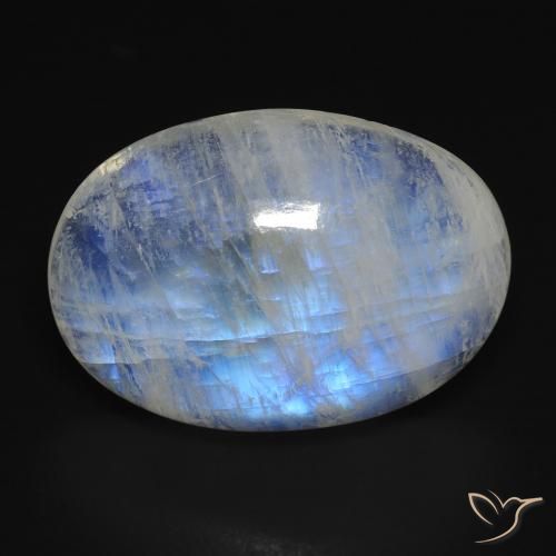14.74ct Natural Branco azulado Pedra da Lua Arco-Íris, oval, Transparente