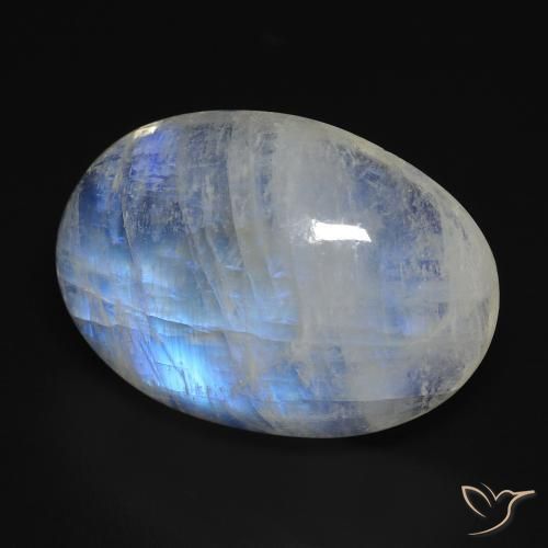 Pedra da Lua Arco-Íris Branco azulado Natural 14.74ct, oval, Transparente