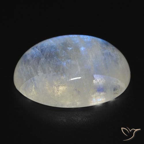 Pedra da Lua Arco-Íris Branco azulado Natural 14.74ct, oval, Transparente