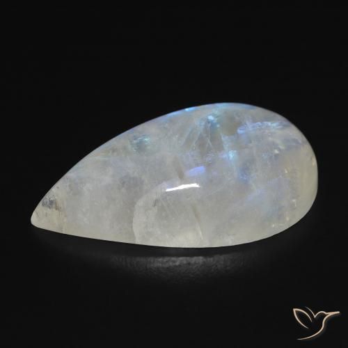 Pedra da Lua Arco-Íris Branco azulado Natural 16.44ct, Formato de pêra, Transparente