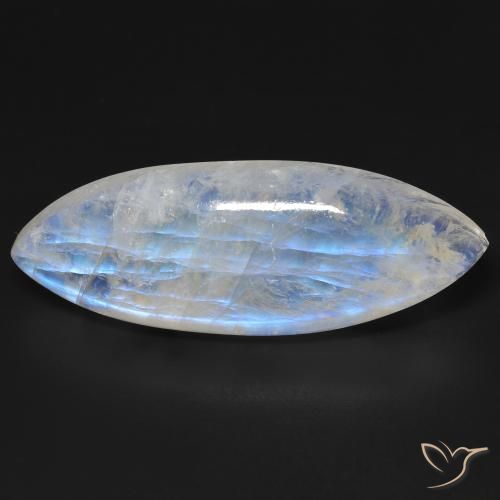 33.16ct Natural Branco azulado Pedra da Lua Arco-Íris, Marquesa, Transparente