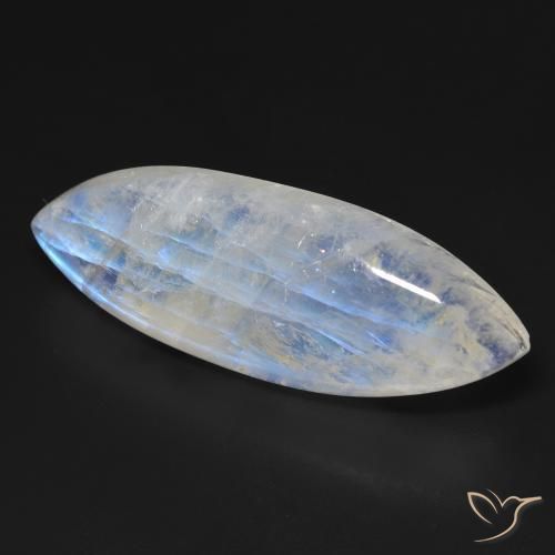 Pedra da Lua Arco-Íris Branco azulado Natural 33.16ct, Marquesa, Transparente