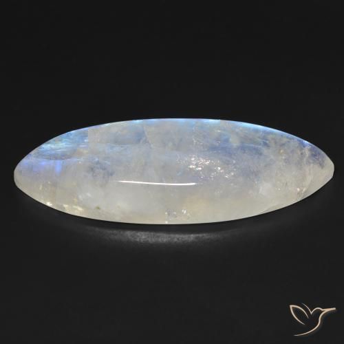 Pedra da Lua Arco-Íris Branco azulado Natural 33.16ct, Marquesa, Transparente