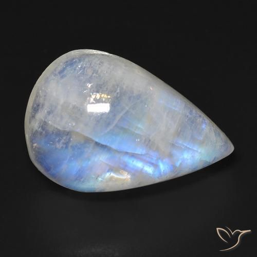 Pedra da Lua Arco-Íris Branco azulado Natural 16.35ct, Formato de pêra, Transparente
