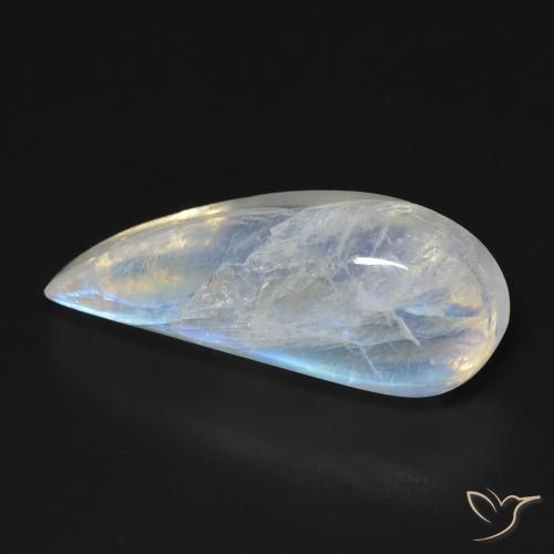 Pedra da Lua Arco-Íris Branco azulado Natural 11.93ct, Chique, Transparente