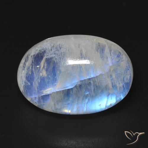 15.76ct Natural Branco azulado Pedra da Lua Arco-Íris, oval, Transparente