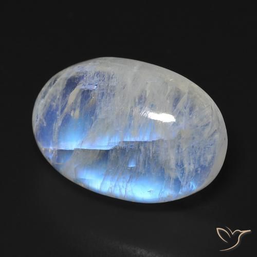 Pedra da Lua Arco-Íris Branco azulado Natural 15.76ct, oval, Transparente