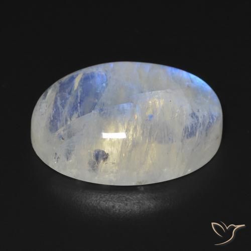 Pedra da Lua Arco-Íris Branco azulado Natural 15.76ct, oval, Transparente