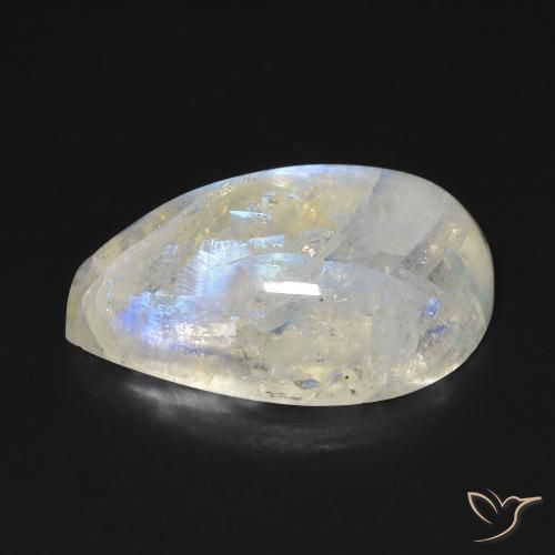 Pedra da Lua Arco-Íris Branco azulado Natural 13.06ct, Formato de pêra, Transparente