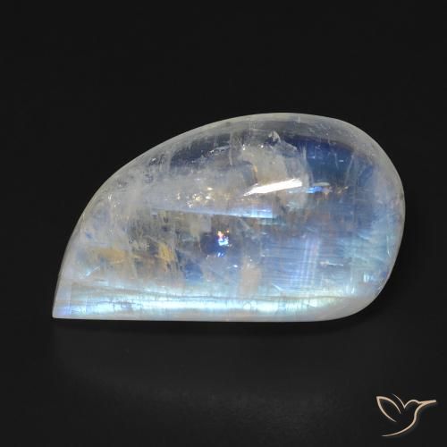 14.35ct Natural Branco azulado Pedra da Lua Arco-Íris, Chique, Transparente