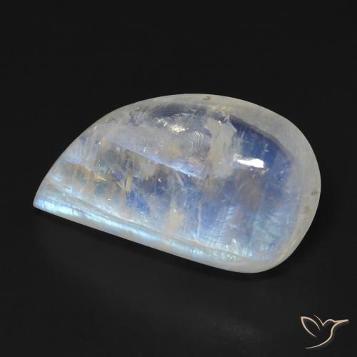 Pedra da Lua Arco-íris Branco azulado Natural 14.35ct, Forma extravagante, Transparente