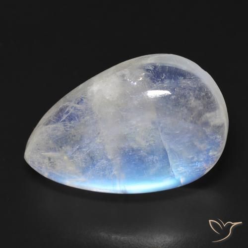 Pedra da Lua Arco-Íris Branco azulado Natural 19.00ct, Formato de pêra, Transparente