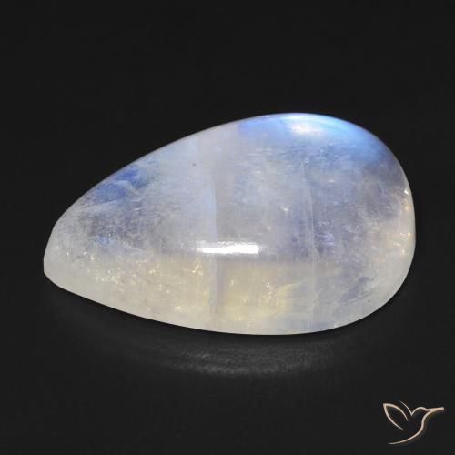 Pedra da Lua Arco-Íris Branco azulado Natural 19.00ct, Formato de pêra, Transparente
