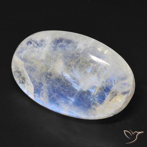 Pedra da Lua Arco-Íris Branco azulado Natural 21.32ct, oval, Transparente