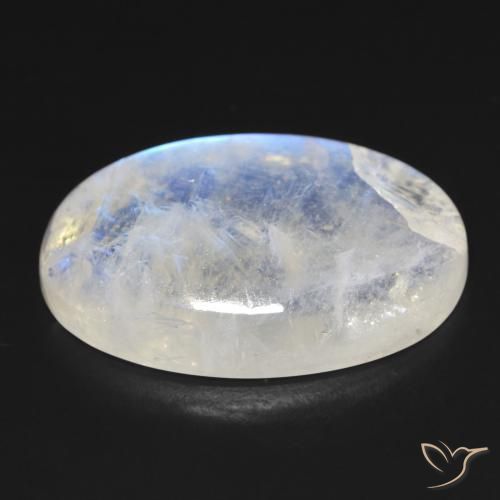 Pedra da Lua Arco-Íris Branco azulado Natural 21.32ct, oval, Transparente