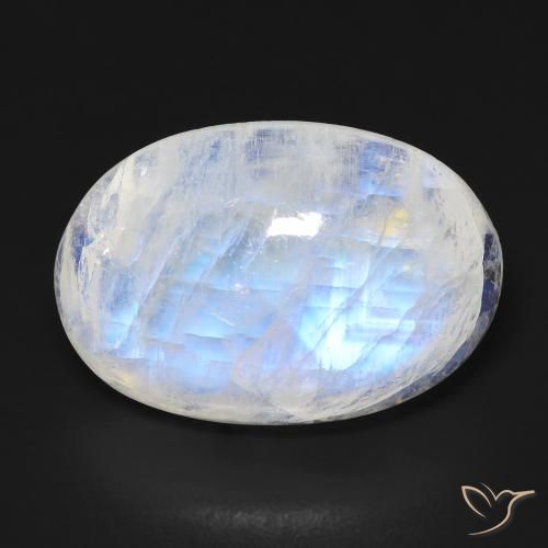 14.30ct Natural Branco azulado Pedra da Lua Arco-Íris, oval, Transparente