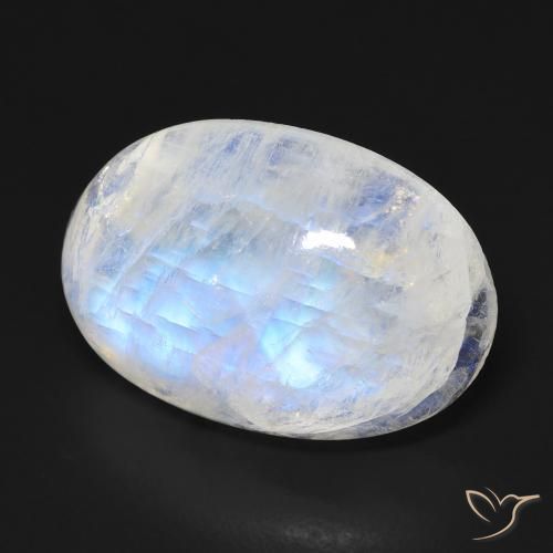 Pedra da Lua Arco-Íris Branco azulado Natural 14.30ct, oval, Transparente