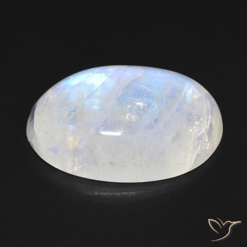 Pedra da Lua Arco-Íris Branco azulado Natural 14.30ct, oval, Transparente
