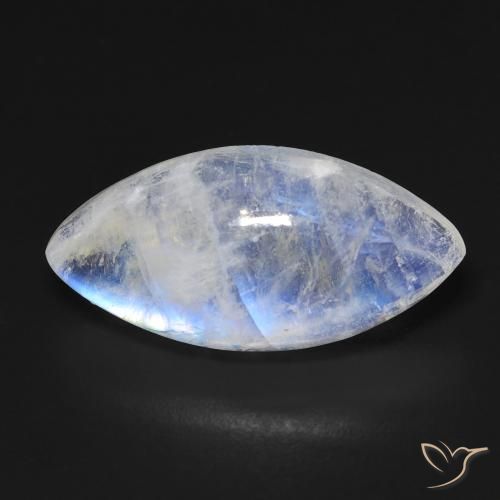 10.03ct Natural Branco azulado Pedra da Lua Arco-Íris, Marquesa, Transparente