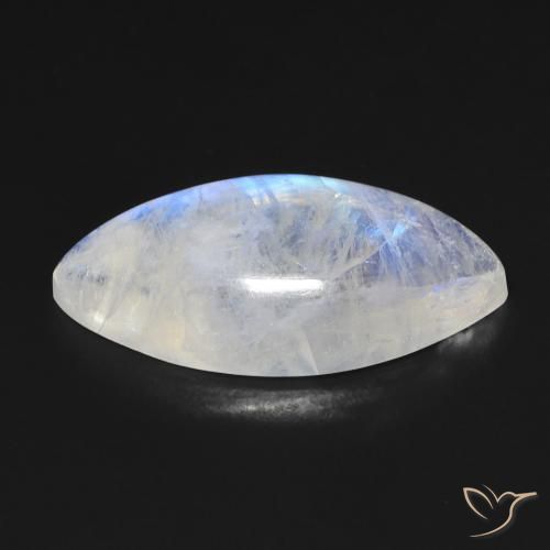 Pedra da Lua Arco-Íris Branco azulado Natural 10.03ct, Marquesa, Transparente