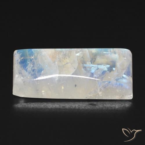 Pedra da Lua Arco-Íris Branco azulado Natural 15.17ct, baguete, Transparente