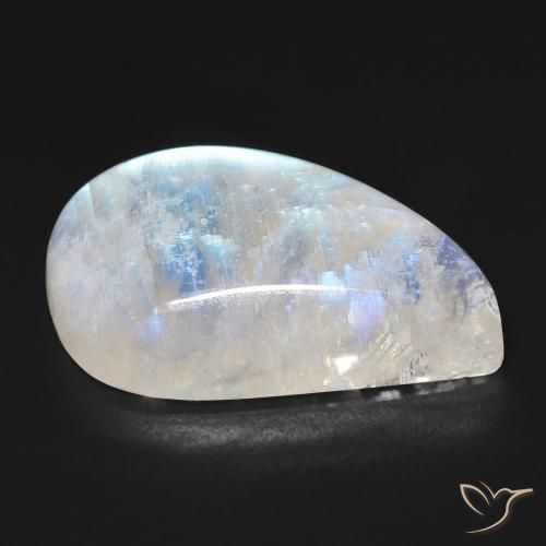 Pedra da Lua Arco-Íris Branco azulado Natural 18.42ct, Chique, Transparente