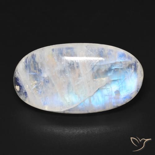 13.18ct Natural Branco azulado Pedra da Lua Arco-Íris, oval, Transparente